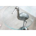 Designový kulatý příruční stolek Ardea se skulpturální podstavou ve tvaru volavky ve stříbrné barvě 88 cm