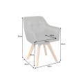 Moderní designová židle Devon s antickým šedým čalouněním as hnědým dřevěnýma nohama 83cm
