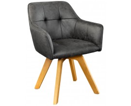 Moderní designová židle Devon s antickým šedým čalouněním as hnědým dřevěnýma nohama 83cm