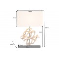 Stolní lampa Rilyn ve venkovském stylu s dekoračním detailem z teakového dřeva a béžovým stínítkem 57 cm
