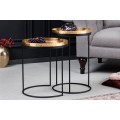 Art-deco set kulatých příručních stolků Elements zlatá 53cm