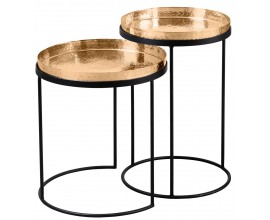 Art-deco set kulatých příručních stolků Elements zlatá 53cm