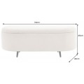 Designová art deco zaoblená lavice Yara s úložným prostorem s bílým buklé potahem s černými kovovými nožičkami 110 cm