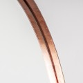 Luxusní art deco závěsné zrcadlo s úzkým plochým měděným kovovým rámem v polobloukovém tvaru klenby 182 cm