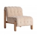 Produkt Luxusní retro béžové křeslo Aliona s bouclé potahem a masivní dřevěnou hnědou konstrukcí 89 cm