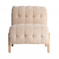 Luxusní retro béžové křeslo Aliona s bouclé potahem a masivní dřevěnou hnědou konstrukcí 89 cm