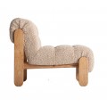 Produkt Luxusní retro béžové křeslo Aliona s bouclé potahem a masivní dřevěnou hnědou konstrukcí 89 cm