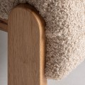 Produkt Luxusní retro béžové křeslo Aliona s bouclé potahem a masivní dřevěnou hnědou konstrukcí 89 cm
