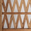 Luxusní masivní dřevěný paraván Tejara z teakového dřeva v rustikálním stylu s geometrickým vzorem v hnědé barvě 182 cm