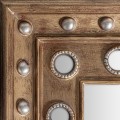 Luxusní art deco obdélníkové nástěnné zrcadlo Karela ve zlaté barvě s kruhovými detaily a stříbrnou patinou 212 cm