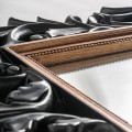 Luxusní klasické obdélníkové nástěnné zrcadlo Gerald s vyřezávaným černým rámem 202 cm