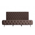 Luxusní chesterfield hnědá čalouněná postel Mia s prošíváním a vysokým čelem a kovovými nožičkami 223 cm