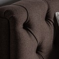 Luxusní chesterfield hnědá čalouněná postel Mia s prošíváním a vysokým čelem a kovovými nožičkami 223 cm