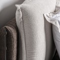 Luxusní moderní čalouněná manželská postel Mariano s potahem v šedé a hnědé barvě s dvojitým čelem 220 cm