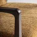 Luxusní designové houpací křeslo Chiara s masivním hnědým rámem a okrovým žlutým strukturovaným potahem 85 cm