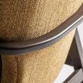 Luxusní designové houpací křeslo Chiara s masivním hnědým rámem a okrovým žlutým strukturovaným potahem 85 cm