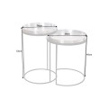 Art-deco set kulatých příručních stolků Elements stříbrná 53cm