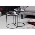 Art-deco set kulatých příručních stolků Elements stříbrná 53cm