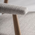 Luxusní moderní jídelní židle Elmar s designovou opěrkou s šedým melírovaným potahem a světlou hnědou konstrukcí 79 cm