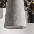 Luxusní art deco šestiramenný lustr Glauton s černou mramorovou konstrukcí se zlatými detaily a šedými stínítky 98 cm