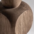 Luxusní etno stojací lampa Ninewe s hnědou masivní vyřezávanou nohou z mangového dřeva a béžovým jutovým stínítkem 164 cm