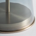 Luxusní glamour skleněný kulatý příruční stolek Asuris s dřevěnou vrchní deskou a modrou průhlednou podstavou 52 cm