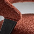 Luxusní designová čalouněná jídelní židle Fragonio s terakotovým červeným buklé potahem a černým dřevěným rámem 82 cm