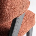 Luxusní designová čalouněná jídelní židle Fragonio s terakotovým červeným buklé potahem a černým dřevěným rámem 82 cm