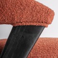 Luxusní designová čalouněná jídelní židle Fragonio s terakotovým červeným buklé potahem a černým dřevěným rámem 82 cm