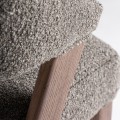 Luxusní buklé čalouněná jídelní židle Fragonio s šedým potahem a designovým dřevěným světlým hnědým rámem 82 cm
