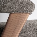 Luxusní buklé čalouněná jídelní židle Fragonio s šedým potahem a designovým dřevěným světlým hnědým rámem 82 cm