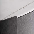 Luxusní moderní oválná komoda Sophiette se šesti šuplíky v černé barvě s bílou mramorovou deskou 140 cm