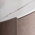 Luxusní moderní komoda Sophiette se šesti šuplíky v ořechové hnědé barvě s oválnou bílou mramorovou deskou 140 cm