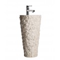 Luxusní designové vysoké umyvadlo Macadia z šedého kamene s hrubou naturální strukturou 71 cm