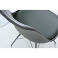 Designová šedá jídelní židle Scandinavia s čalouněním z eko-kůže 85 cm