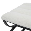 Moderní obdélníková podnožka Ark s krémovým bouclé potahem a černou kovovou polobloukovou konstrukcí 56 cm