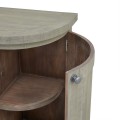 Luxusní venkovský oválný šedý příborník Alder se čtyřmi dvířky a kovovými úchyty a frézovaným lamelovým vzorem 153 cm