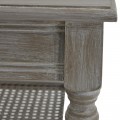 Luxusní vintage konferenční stolek Elmont s ratanovou policí a šedou dřevěnou deskou z masivu v obdélníkovém tvaru 120 cm