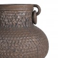 Orientální kulatá porcelánová váza Kairo s texturovaným hnědým povrchem a bočními úchyty 40 cm