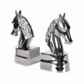 Glamour sada kovových stříbrných zarážek na knihy Equus s dekorem koňských hlav 22 cm