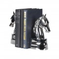 Glamour sada kovových chromových stříbrných zarážek na knihy Equus s dekorem koňských hlav 22 cm