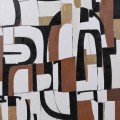 Art deco nástěnný obdélníkový obraz Mural s abstraktními geometrickými tvary v oranžové černé a bílé barvě 140 cm