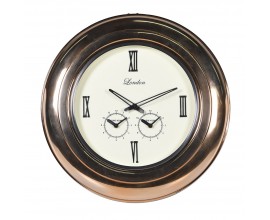 Art deco nástěnné hodiny Globe s bronzovým rámem se třemi ciferníky pro světový čas 53 cm