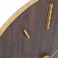 Moderní kulaté nástěnné hodiny Tempo z tmavého dřeva se zlatými kovovými detaily 90 cm