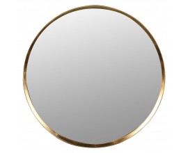 Art deco závěsné kulaté zrcadlo s tenkým kovovým rámem ve zlaté barvě elegantní nástěnný doplněk do luxusního interiéru