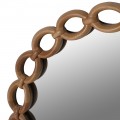 Retro kulaté nástěnné zrcadlo Chain s hnědým dřevěným rámem ve tvaru řetězu 90cm