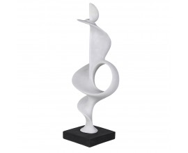 Moderní abstraktní socha Twist z šedé pryskyřice s černou čtvercovou podstavou 70 cm