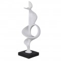 Moderní abstraktní socha Twist z šedé pryskyřice s černou čtvercovou podstavou 70 cm