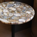 Glamour kulatý příruční stolek Azzura s achátovou deskou a černou kovovou podstavou 55 cm