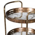 Industriální kulatý vozík Bronze se třemi poličkami se zrcadlovým přírodním potiskem 88 cm